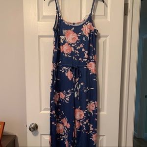 Blue and pink floral jumpsuit